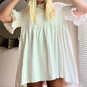 Free people white babydoll textured dress